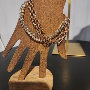 Chic Rose Gold and Beaded Chain Bracelet